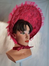 Rosa Schute, Kunstseide, Victorian, Pompadour, Bonnet, Unikat Gothic Reenactment