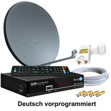 Sat Anlage 2-TV 60 cm Spiegel Schüssel Twin LNB 0,1dB HDTV Sat-Receiver 2x USB