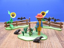 2x Zaun, Raben, Vogelscheuche & Sonnenblumen Bauernhof Country Playmobil G219