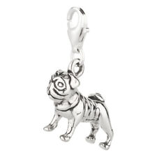 Charm / Anhänger Hund Mops 3 mit Karabinerverschluß Sterling Silber