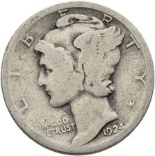 USA Liberty One Dime 1924
