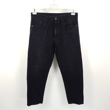 Cos Selvedge Jeans Herren W30 L30 Schwarz Relaxed Tapered Denim Hose Washed