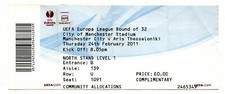 Ticket EC Manchester City - Aris Thessaloniki 24.02.2011