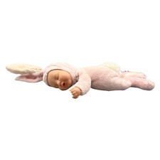 Anne Geddes Baby Hase Puppe Stofftier 33cm Rosa Plüsch Granulat Füllung liegend