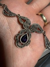 Halskette Collier Sterlingsilber 925 edles Design Markasit Amethyst Tracht