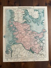 Landkarte Schleswig-Holstein um 1900 Alt Provinz Doppelseitig Dänemark Hamburg