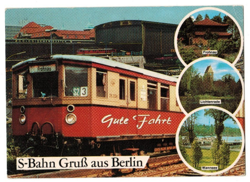 Postkarte bahn gruß aus - postkarte,