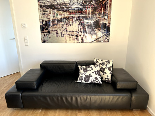 Schwarzes ledersofa mit - ledersofa,