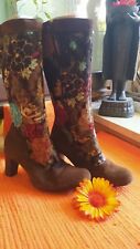 Blumen Spitze Leder Stiefel