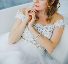 Designer Brautkleid A-Linie Perlen Ivory Hochzeitskleid Lorenzo Rossi Italia