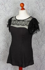 Gothic Bluse im viktorianischen Stil mit schwerer Spitzenbesatz. UK 12.