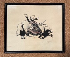 Original F. Kaskeline Scherenschnitt Bild Rahme - Mädchen mit Gänsen