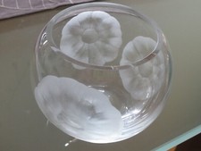 Windlicht Vase Schale Glas Studioglas Künstlerglas Eisch geschliffen graviert