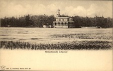 Sacrow Brandenburg  Postkarte um 1900 Blick auf die Heilandskirche über den See