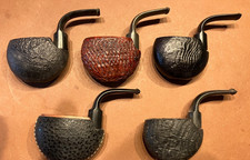 5x Alte Tabak Holz Pfeife 60-70erJ Sammlerstück kaum beraucht Teils Lederbezug