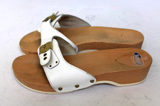 SCHOLL Leder + Holz Clogs Gr. 39 Weiß Pantoletten