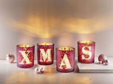 Maxi-Teelichthalter "XMAS" 4er-Set Deko Advent Dekoration Weihnachten Licht