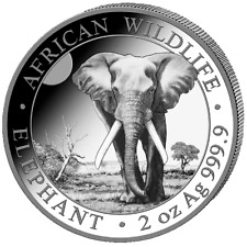 Somalia 200 Sh. 2025 African Wildlife Elefant Silbermünze  2 Oz Silber 999.9