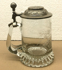 Glas Bierkrug mit Handgravur und Metalldeckel- LSB Landessportbund Berlin