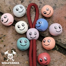 Großlochperlen 10 x bunte Naturholz Perlen Lächelndes Gesicht basteln Holzperlen