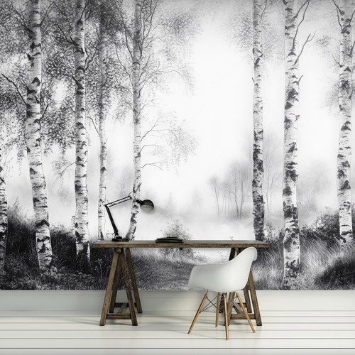 Fototapete wald natur schwarz - fototapete,