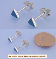 Echt 925 Silber Ohrstecker Dreieck in Blau Blauem Emaillelack in Herzform Paar