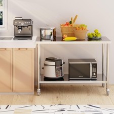 92cm/122cm/152cm Edelstahltisch Küchentisch Arbeitstisch Zerlegetisch 2 Ebenen