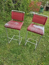 1x Barstuhl  Barhocker Freischwinger Tresenstuhl Vintage gebr. Edelstahl Links