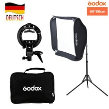DE GODOX 60x60cm Faltbar Softbox + Bowens S-typ Blitzhalter + Stativ Set