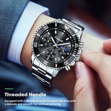 Herren Armbanduhr Luxus Militäruhr Chronograph Edelstahl Sportuhr Männer Datum