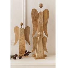 Große Holzengel 32 cm–  Weihnachtsdeko | Natürlicher Engel aus Holz | Rustikal