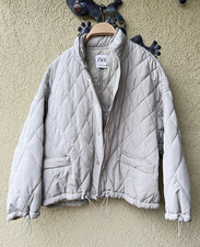 ❤️ZARA Damen Steppjacke,Jacke mit Kapuzen, Steppmuster, Beige Gr.M
