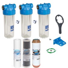 TRIO-WASSERFILTER BRUNNEN-PUMPEN-EISENFILTER ENTEISUNG-EISENFILTERUNG-1"-1 ZOLL