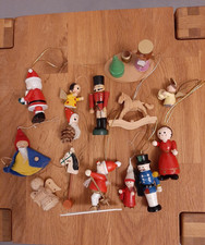 alte Christbaumfiguren Holzfiguren Baumanhänger Weihnachtsbaumschmuck