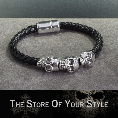 Armband leder totenkopf - leder,