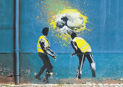 Postkarte street art banksy - street,