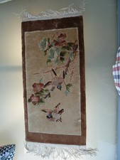 Seidenteppich mit Vogelmotiv 30 x 61 cm 100 % Seide Handgeknüpft Teppich