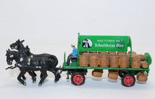 hf1452, Alte Preiser Figuren Brauereiwagen 2er Gespann Schultheiss TOP H0 1:87