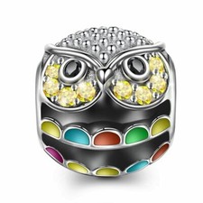 Charm passt zu Pandora Armband Eule Owl 925 Sterlingsilber C6