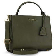 Strandfein Leder Handtasche ECHT LEDER Schultertasche in Khaki Ledertasche NEU