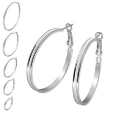 klassische Edelstahl Creolen in silber weiß Ohrringe Loops rund Damen Ø 30 - 70