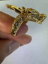 Drache Ring Gr.  7 Vergoldet Kristalle Neu