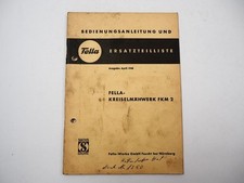 Fella FKM2 Kreiselmähwerk Bedienungsanleitung Ersatzteilliste 1968