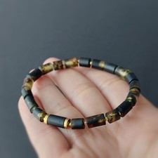 Elegantes Bernstein Armband Damen – Schwarzer Bernstein & 925 Silber vergoldet