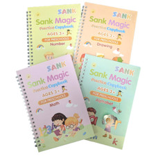 4 Lernbücher Magic Copybooks | Wiederverwendbares Lernbuch zum Englisch Lernen