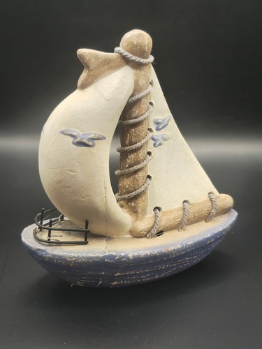 Segelboot keramik blau creme - keramik,