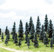BUSCH 6592 Tannen mit Wurzelfüßen, 35 Stück, 30 - 50 mm hoch, Spur N/Z Neu