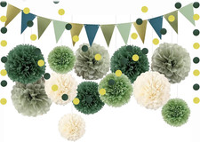 Pompons Deko, 16 Stück Grüne