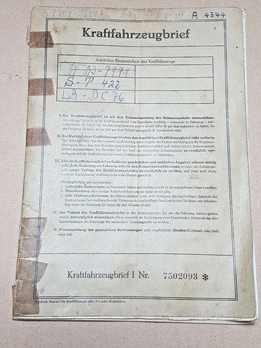 Kfz brief kraftfahrzeugbrief - kfz,