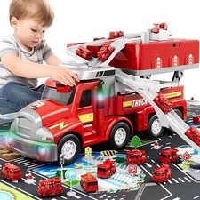 8 in 1 LKW Feuerwehrauto Auto Transporter Spielzeug Kinder 3 4 5 6 Jahre Neu